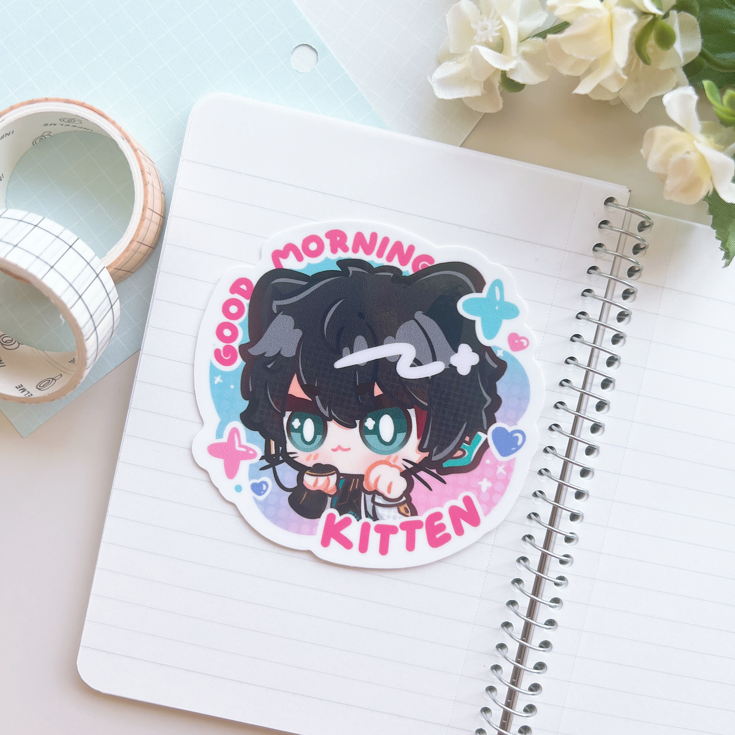 Dan Heng Good Morning Kitten Sticker